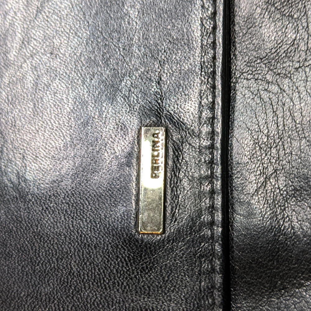 Perlina Black Leather Organizer Crossbody Bag With Adjustable Strap EUC - Picture 3 of 10